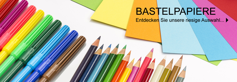 Bunte Acrylfarben-Tuben auf einer farbverschmierten Malunterlage. Text im Bild: K�nstlermaterial - Entdecken Sie unsere riesige Auswahl.