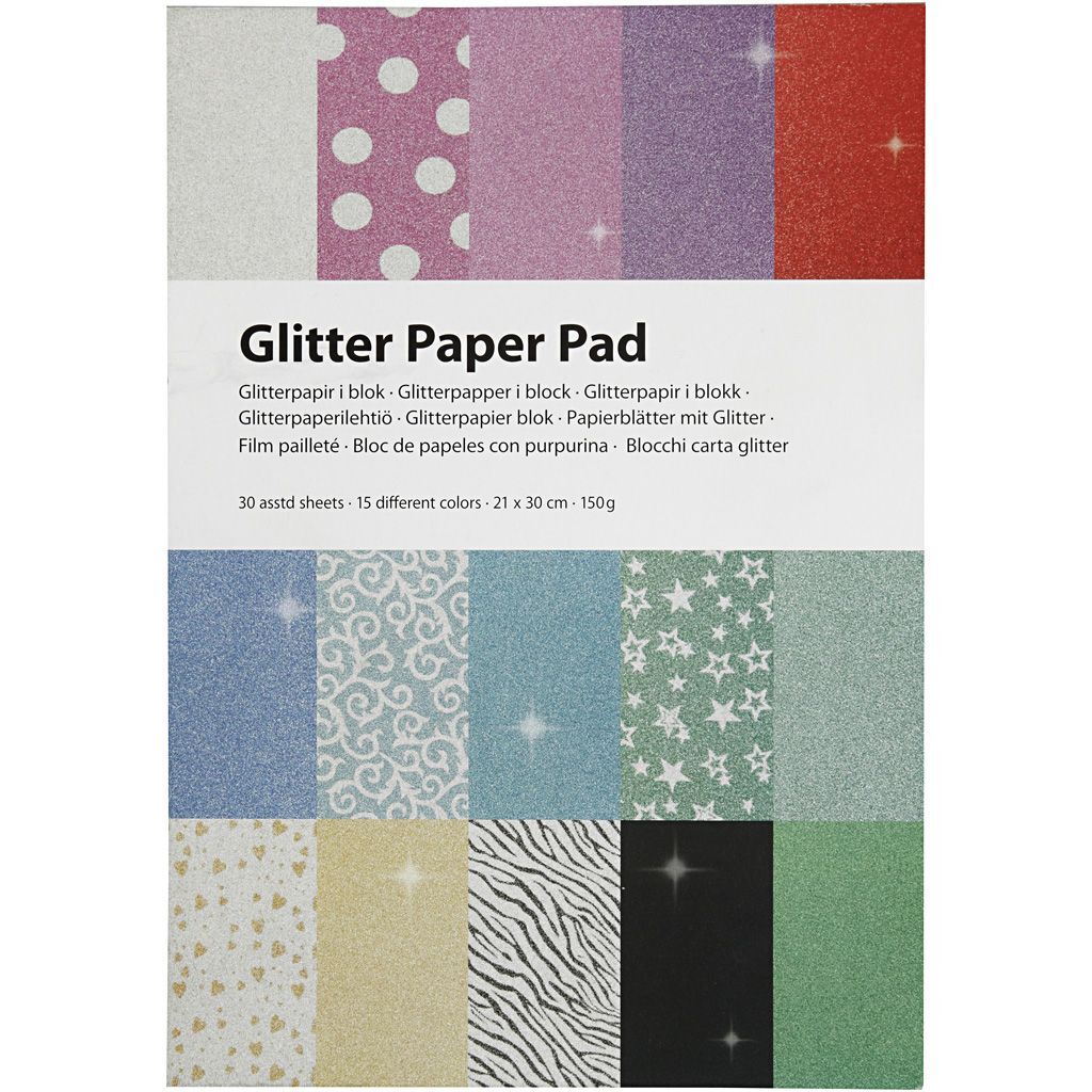 Papierbl�tter 150g mit Glitter, 30 Blatt, DIN A4
