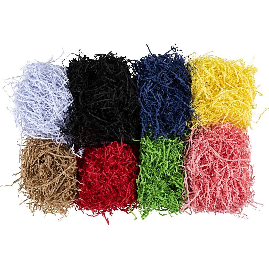 Papier-F�llmaterial, L�nge 25-30cm, Breite 3mm, Sortierte Farben, 8x50g