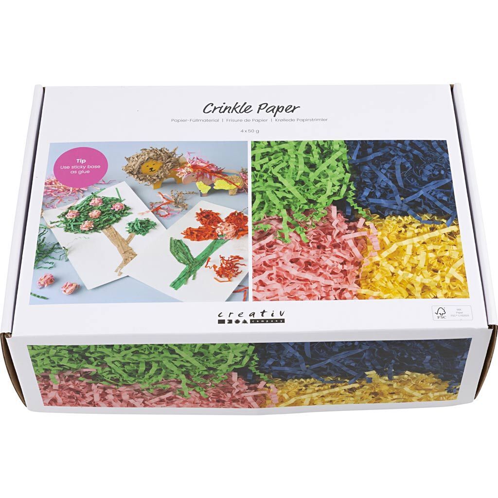Papier-F�llmaterial, 4x50 g, L�nge 25-30 cm, Breite 3 mm, Blau, Dunkelgr�n, Pink, Gelb Bild 2