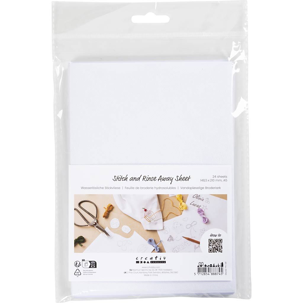 Wasserl�sliche Stickvliese, A5 / 148,5x210 mm, Wei�, 24 Blatt Bild 2