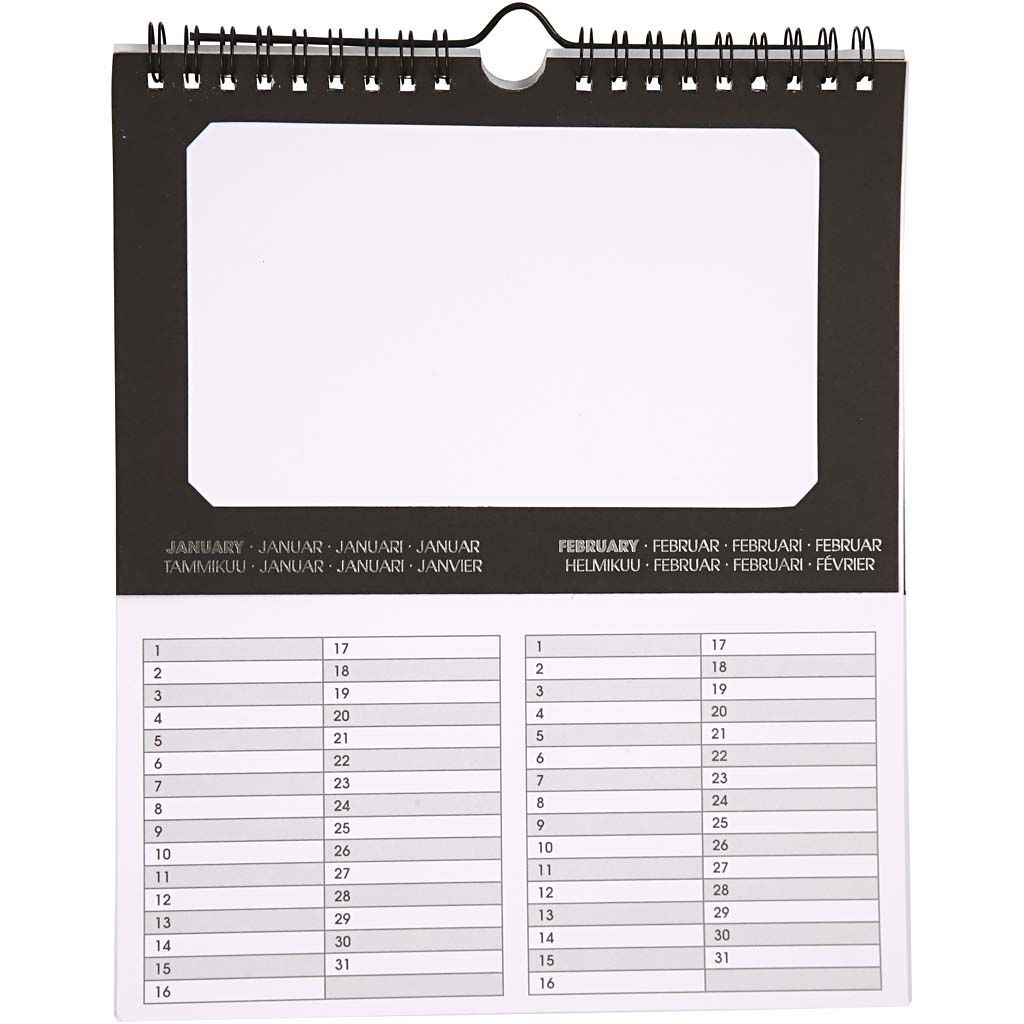 Ewiger Kalender, 5 St�ck, Gr��e 19x23 cm, Ausschnitt ca. 15,3x9,2 cm, 180 g