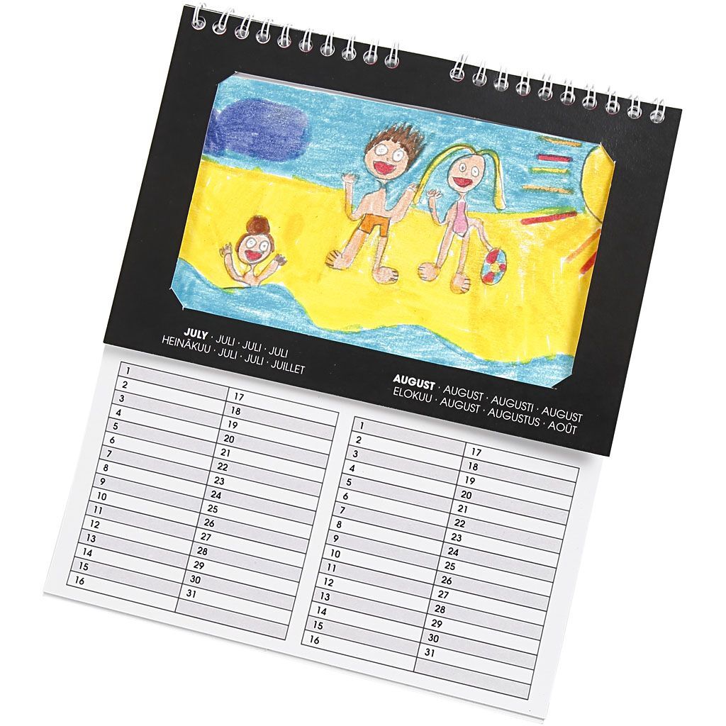 Ewiger Kalender, 5 St�ck, Gr��e 19x23 cm, Ausschnitt ca. 15,3x9,2 cm, 180 g Bild 3