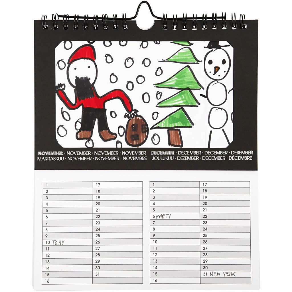 Ewiger Kalender, 5 St�ck, Gr��e 19x23 cm, Ausschnitt ca. 15,3x9,2 cm, 180 g Bild 4
