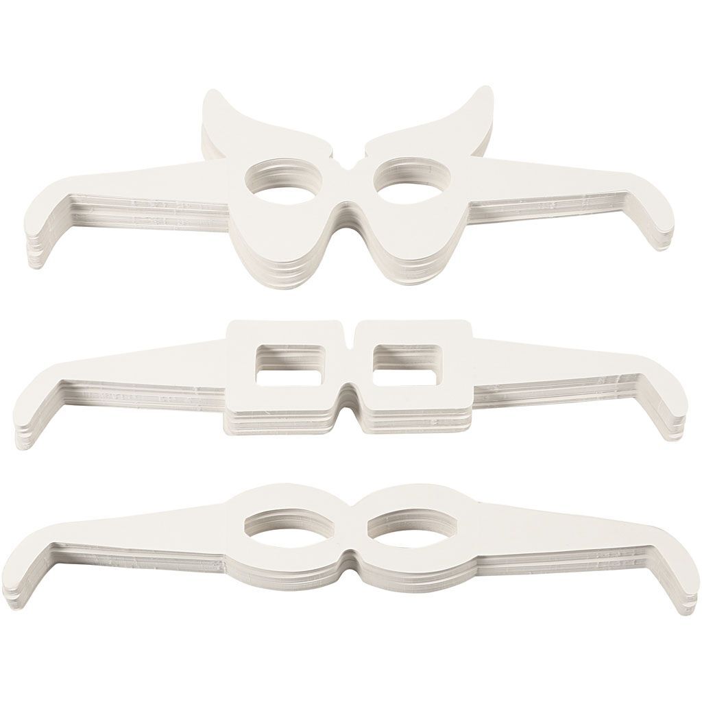 Brillen aus Pappe, H�he 4,5-10 cm, L�nge ca. 32 cm, Wei�, 160 St�ck