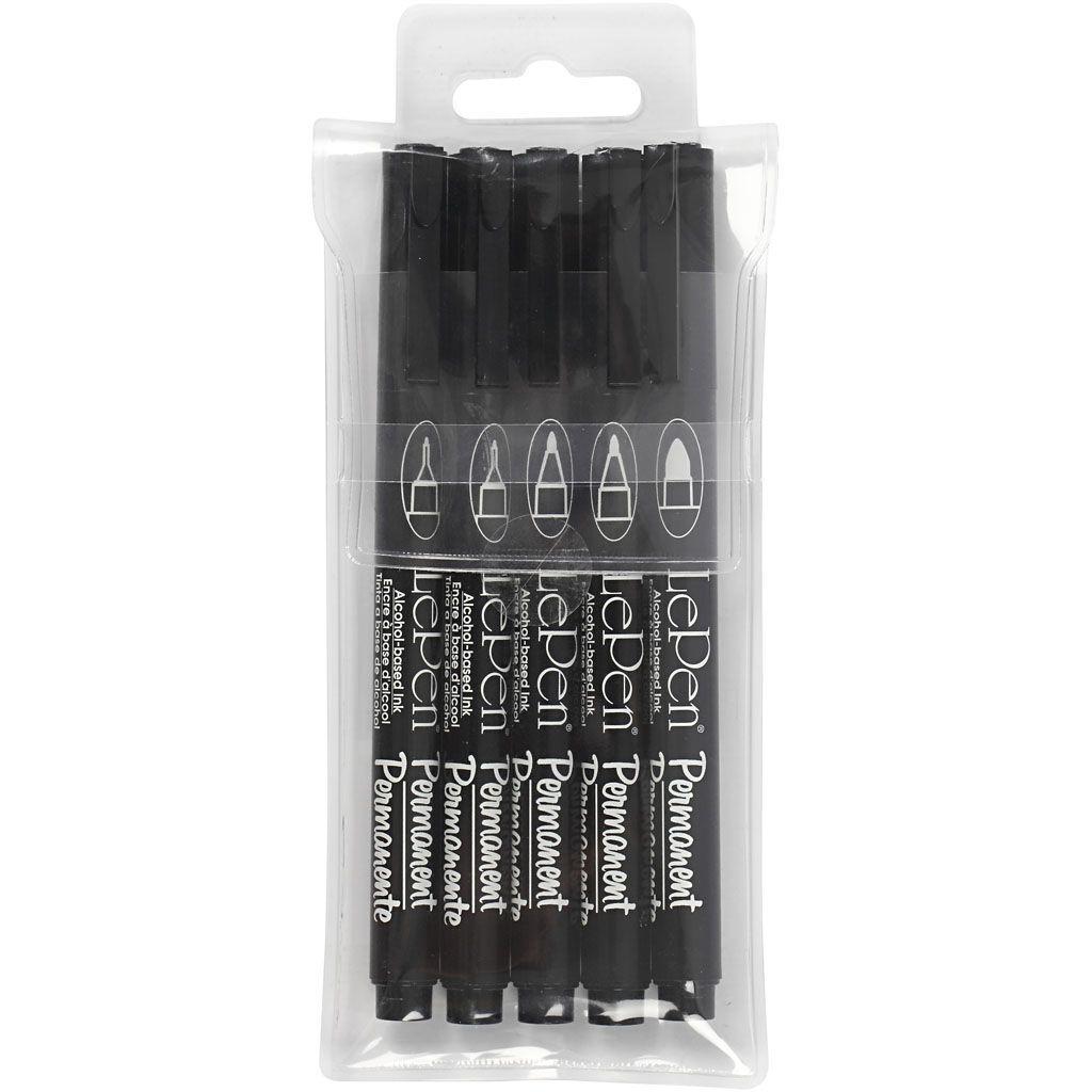 Permanent Marker, 5 St�ck, Strichst�rke 2x0,6+2x0,8+1,3 mm, Schwarz Bild 2