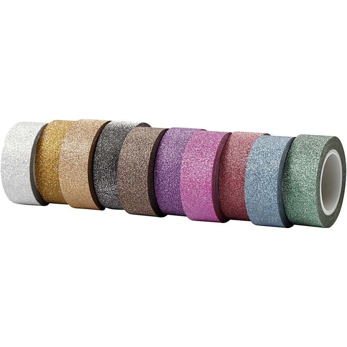 Glitzer-Klebeband Sortiment, B: 15 mm, 10 x 6 m