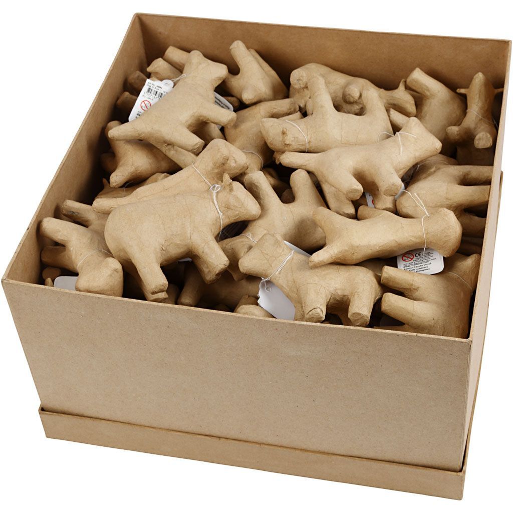 Kleine Pappmach� Tierfiguren, H�he 8-12 cm, 60 St�ck Bild 2