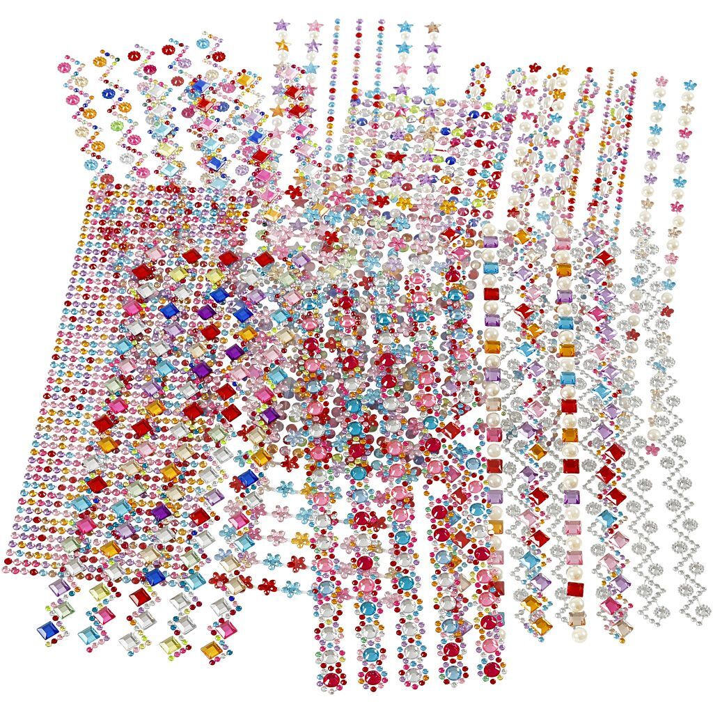 Strassstein-Sticker, � 2-10 mm, 27x9 cm, 12 Blatt sortiert Bild 3
