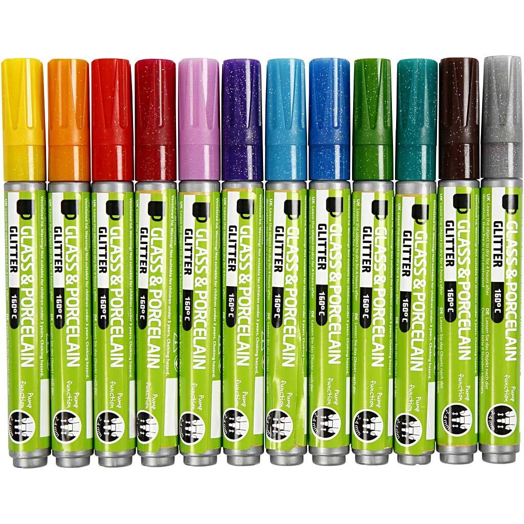 Glas-/Porzellanmalstift, Gro�pack 72 St�ck, Strichst�rke 2-4 mm, Halbdeckend, Sortierte Farben