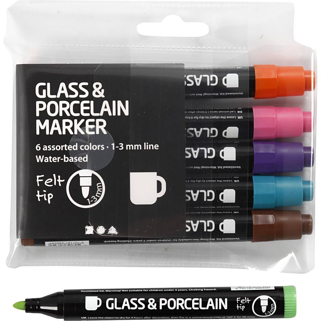 Glas-/Porzellanmarker, 6 St�ck, Strichst�rke 1-3 mm, Halbdeckend, Zus�tzliche Farben Bild 2