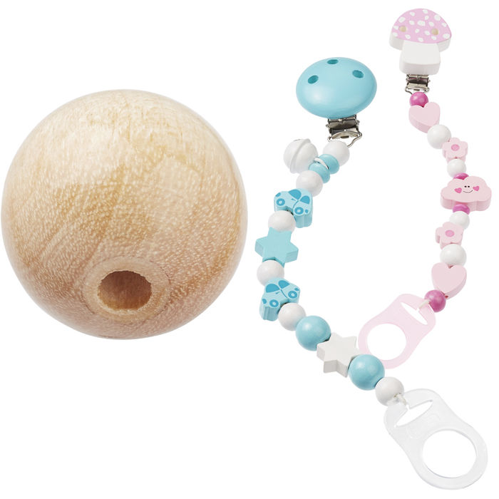 SALE Schnulli-Holzperle, Natur-hell, 10mm, 40 Stk.