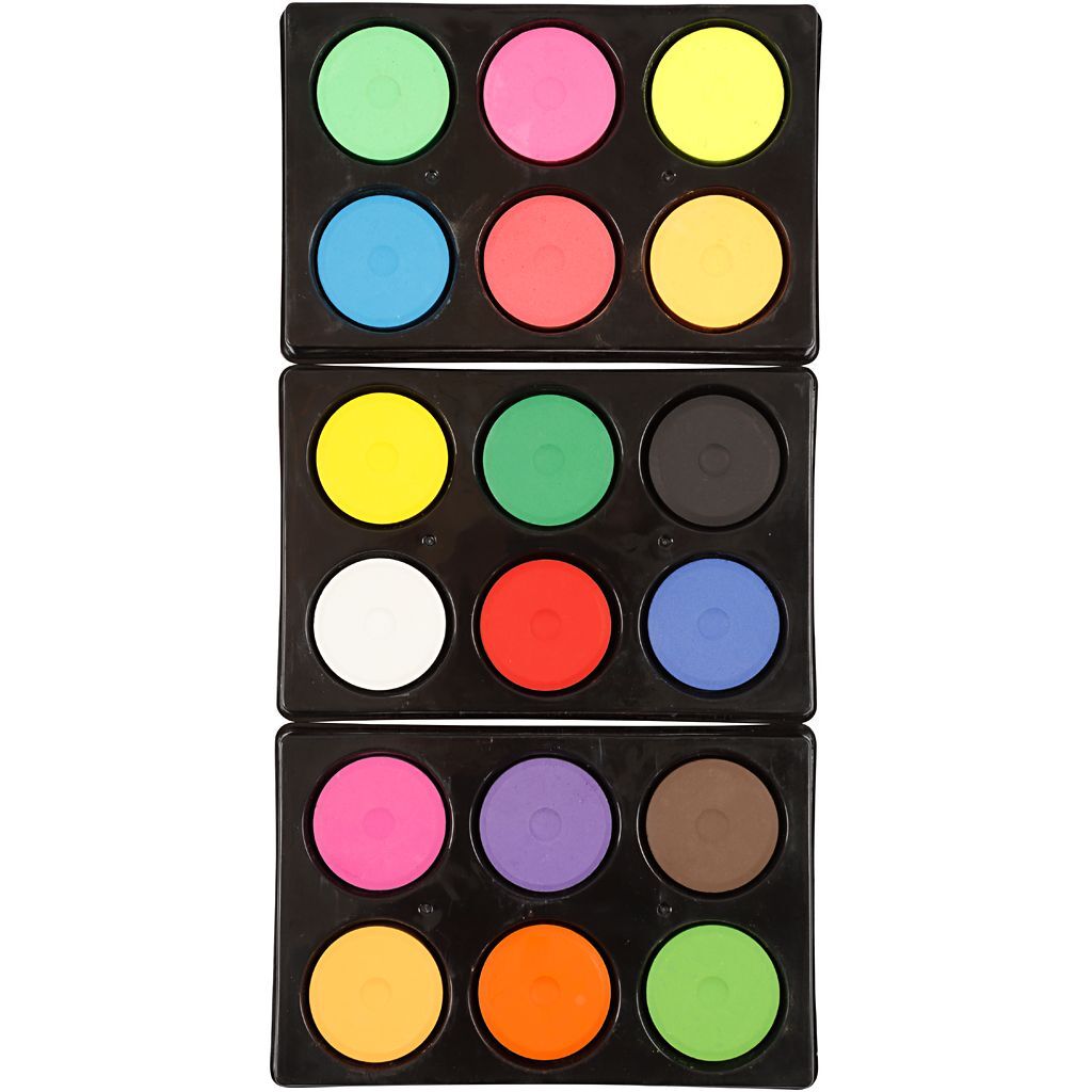 Wasserfarben, Neonfarben, H�he 16mm, Durchmesser 44mm, 3 Sets mit jeweils 6 N�pchen Bild 3