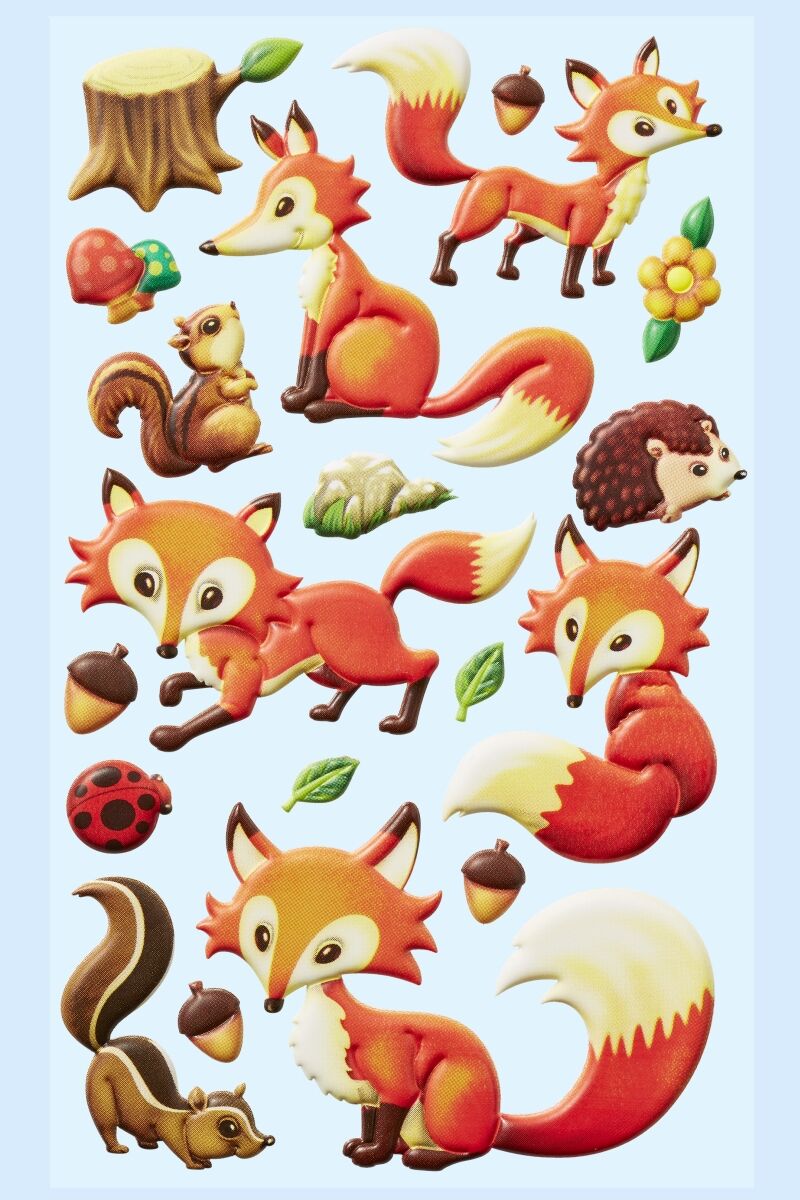 SALE SOFTY 3-D Sticker / Aufkleber, F�chse IV, 1 Bogen