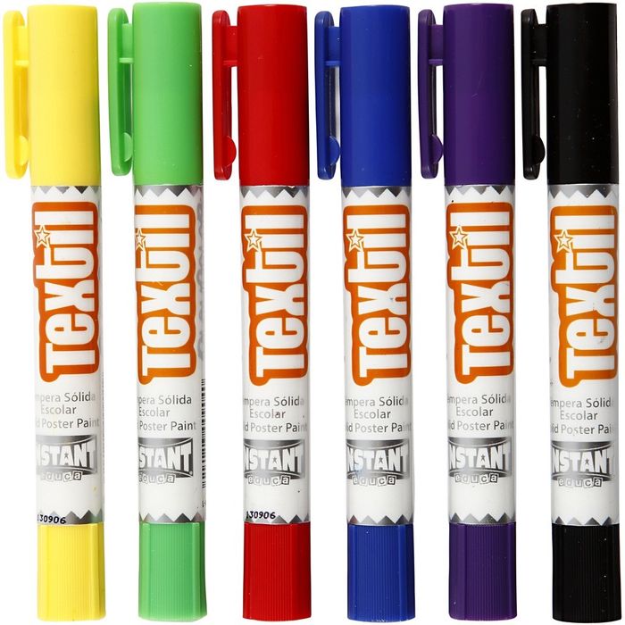 Playcolor Textil Marker, 6 Farben sortiert