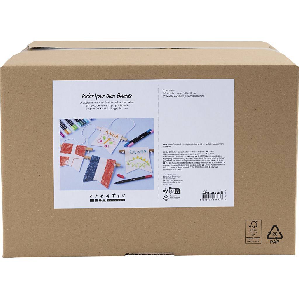Gruppen-Kreativset Banner selbst bemalen, Gr��e 10,5x12 cm, Sortierte Farben, 60 St�ck Bild 2