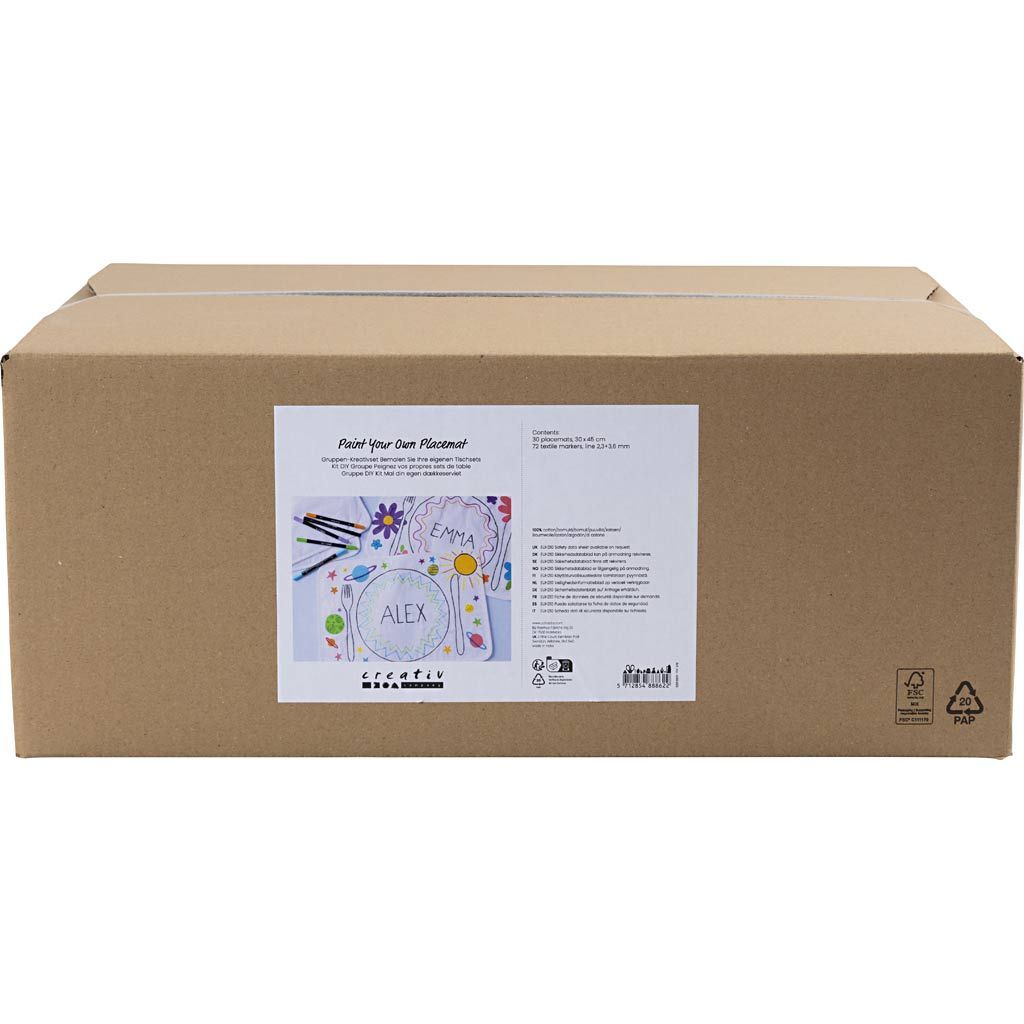 Gruppen-Kreativset Tischsets bemalen, Gr��e 30x45 cm, Strichst�rke 2,3+3,6 mm, Sortierte Farben, 30 St�ck Bild 2