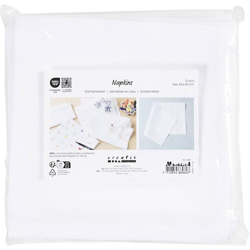 Stoffservietten, Gr��e 42x42 cm, Wei�, 12 St�ck Bild 2
