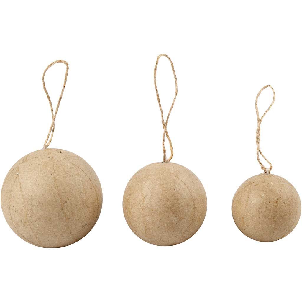 Weihnachtskugeln Pappmach�, Gro�pack 3 x 35 St�ck, Durchmesser 4 + 5 + 6 cm Bild 2