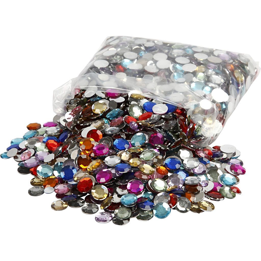 Strasssteine, rund, � 6+9+12 mm, Sortierte Farben, 3600 St�ck