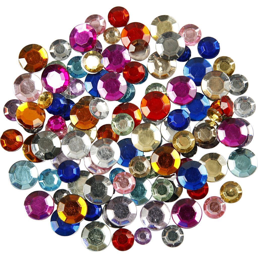 Strasssteine, rund, � 6+9+12 mm, Sortierte Farben, 3600 St�ck Bild 3