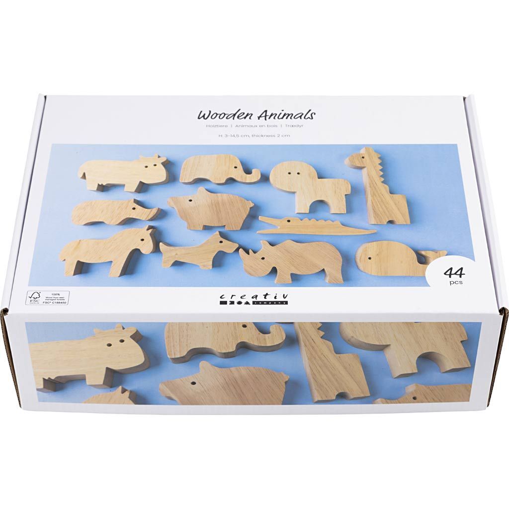 Holztiere, Bauernhof und Safari, H�he 3-14,5 cm, Dicke 2 cm, 44 St�ck Bild 2