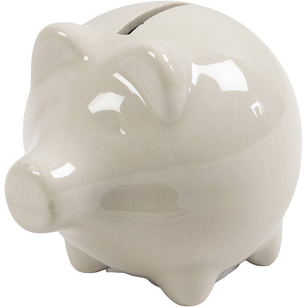 Sparschwein, 10 St�ck, H�he 8cm, Breite 8,5cm, Naturwei�
