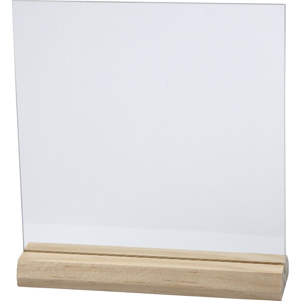 Glasplatte mit Holzst�nder, Gr��e 15,5x15,5 cm, Dicke 28 mm, 10 Set