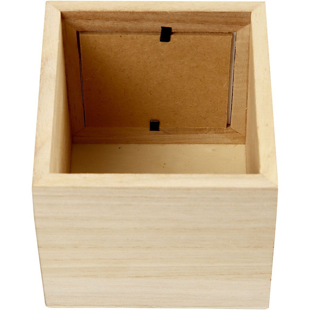 Stiftebeh�lter aus Holz, 1 St�ck , Gr��e 10x10x10 cm, Ausschnitt 6,2x6,2 cm Bild 2
