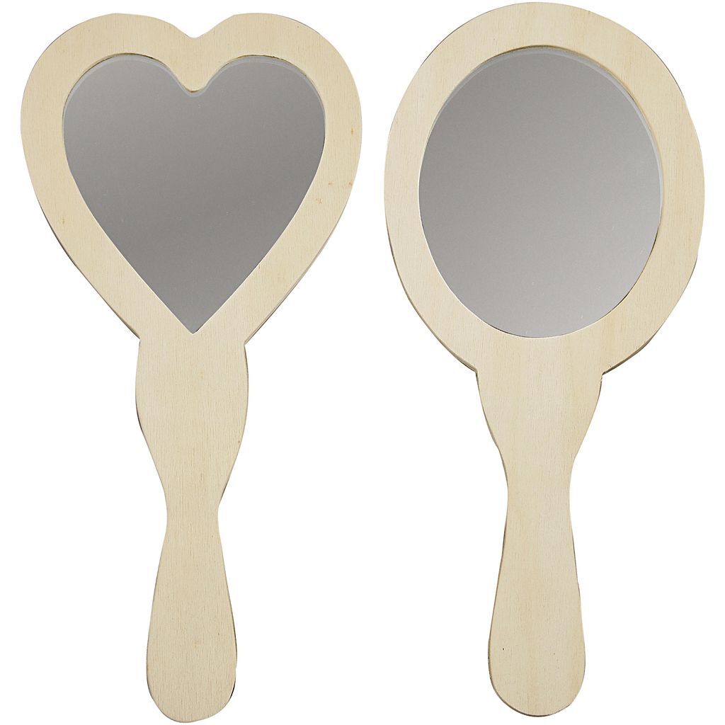 Handspiegel aus Holz, 2 Formen, Gr��e 23-24cm, 2 St�ck