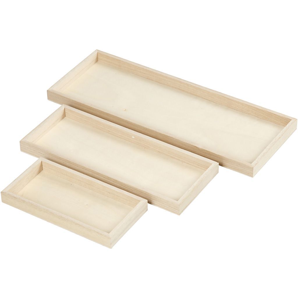 Tablett-Set aus Holz, 3 St�ck, L�nge 20+30+40 cm, Breite 10+12+15 cm Bild 2