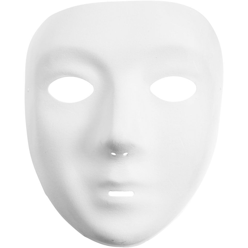 Vollmaske Gesicht, 1 St�ck , H�he 17,5 cm, Breite 14 cm, Wei�