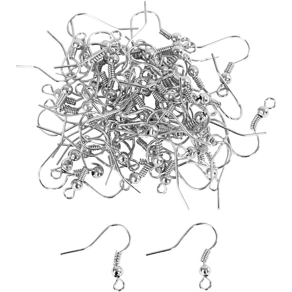 Ohrhaken, Gro�pack 100 St�ck, L�nge 18 mm, Versilbert