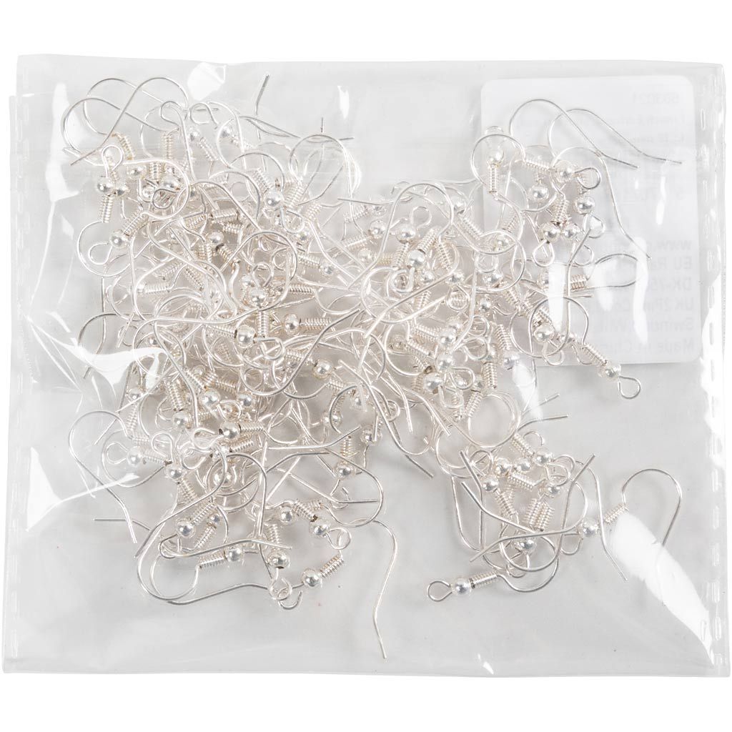 Ohrhaken, Gro�pack 100 St�ck, L�nge 18 mm, Versilbert Bild 2