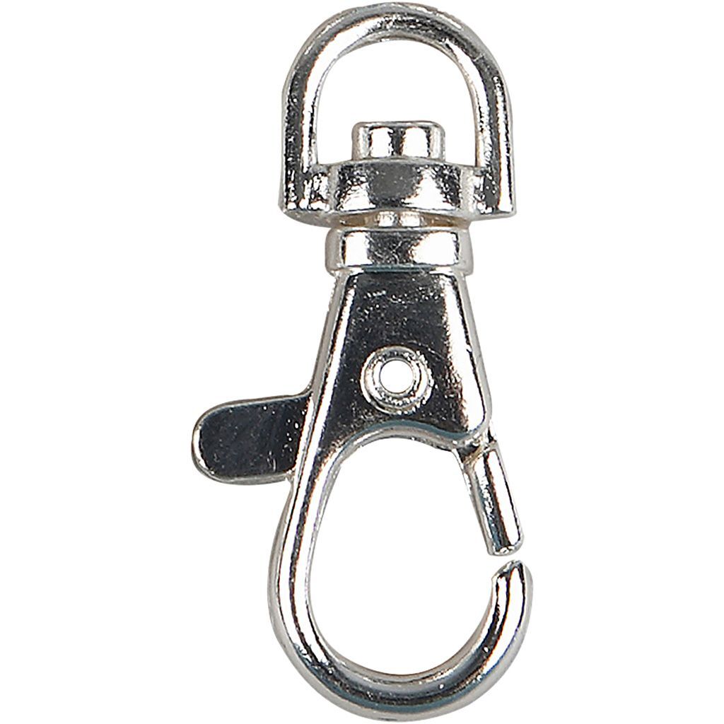 Karabinerverschluss mit Drehgelenk, 3,7 x 1,4 x 3,7mm, Versilbert, 15 St�ck