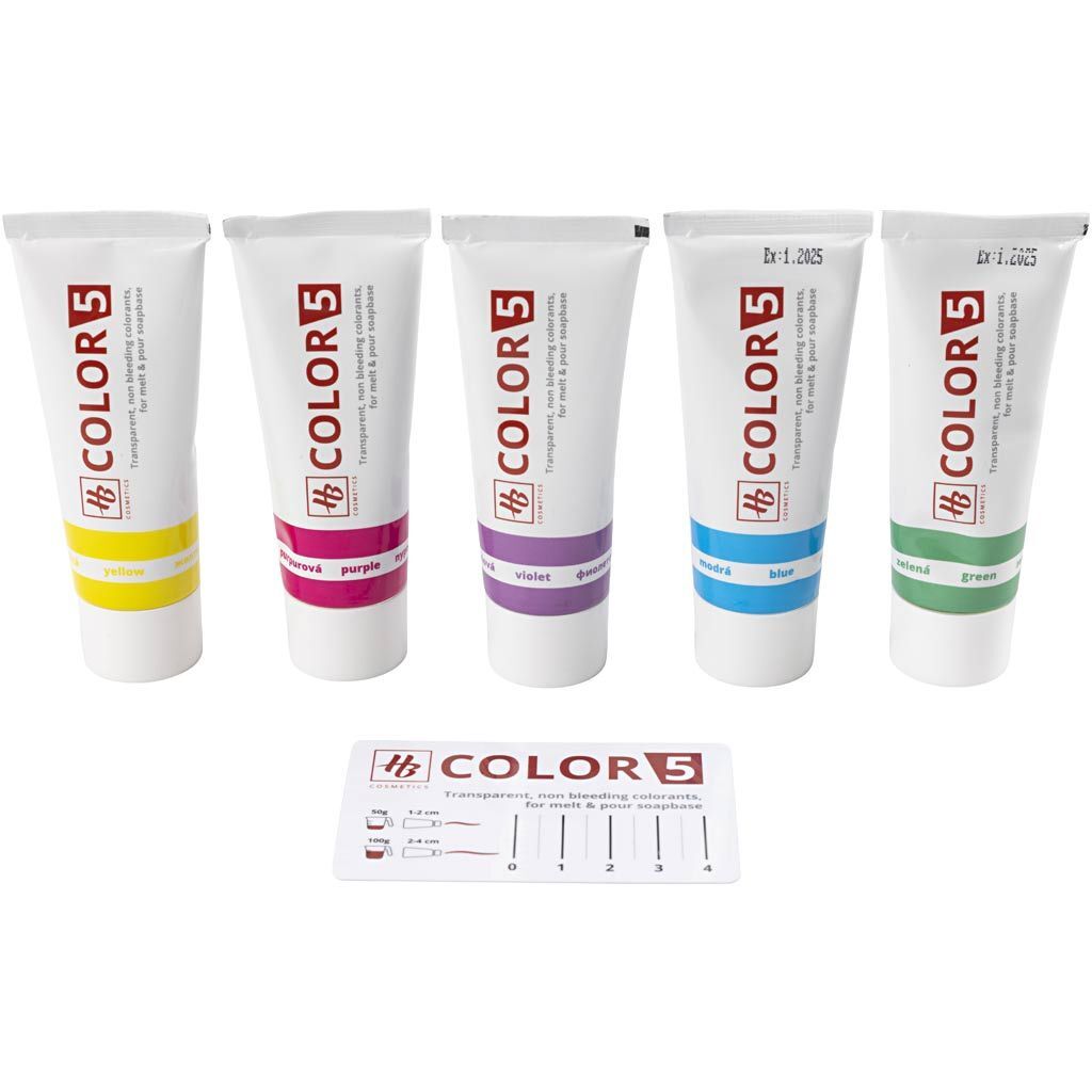 Seifenfarbe, 5 Tuben � 30 g, Sortierte Farben