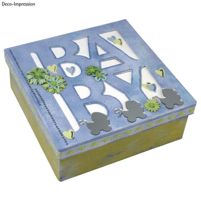 SALE Pappmach�-Dose quadrat, 16x16x6 cm, BABY
