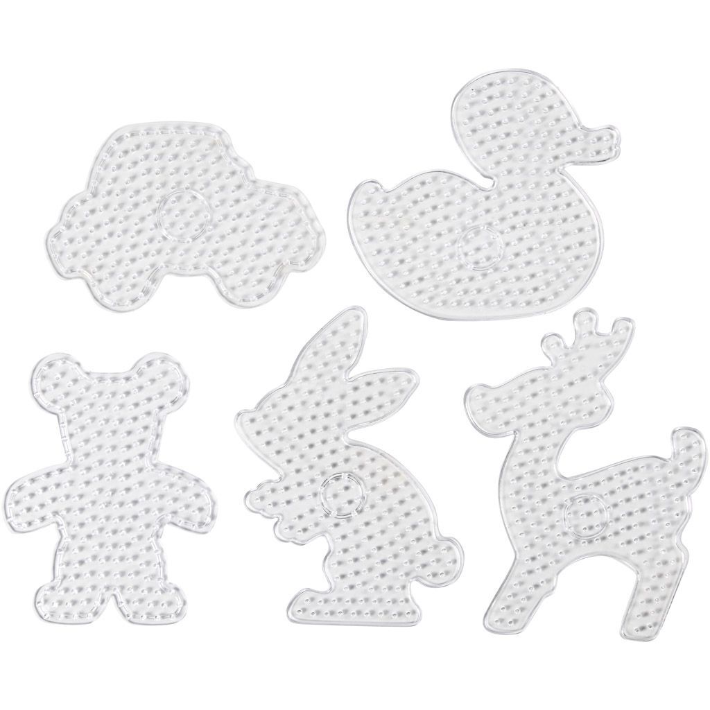 Steckplatte f�r B�gelperlen, 5 St�ck, Gr��e 16x19,5-19x24 cm, Transparent