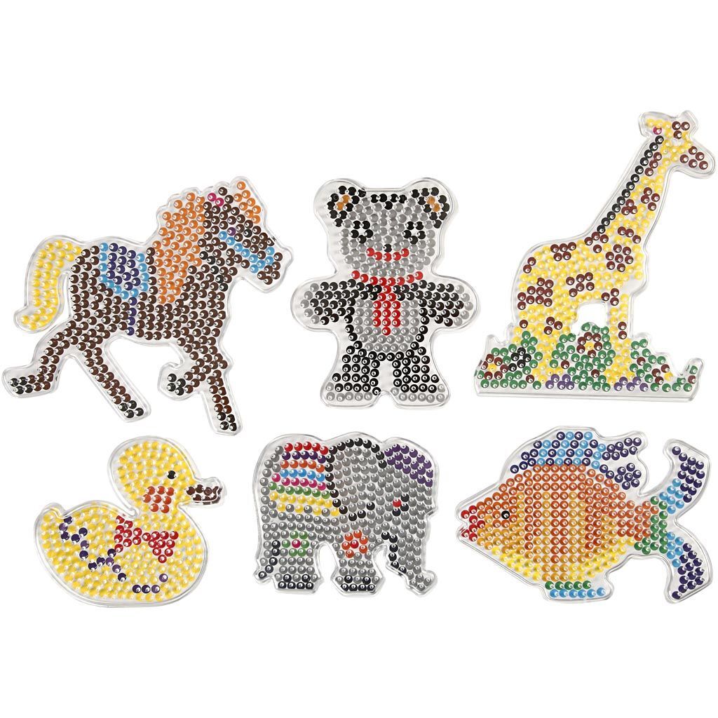 Steckplatten, 6 St�ck, Ente, Elefant, Giraffe, B�r, Pferd und Fisch, Gr��e 10x11-13x16,5 cm