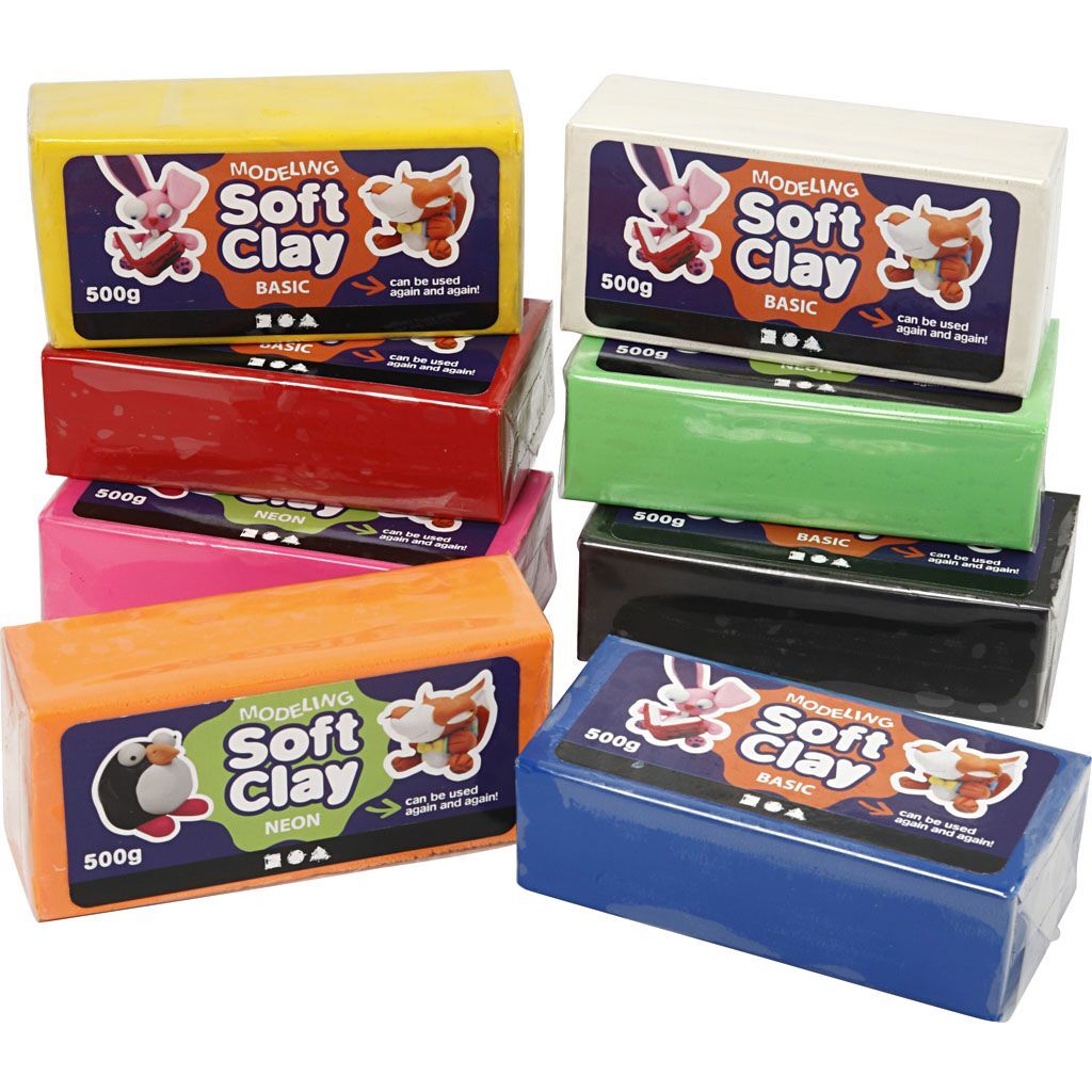 Knetmasse, Sortierte Farben, 8 x 500 g