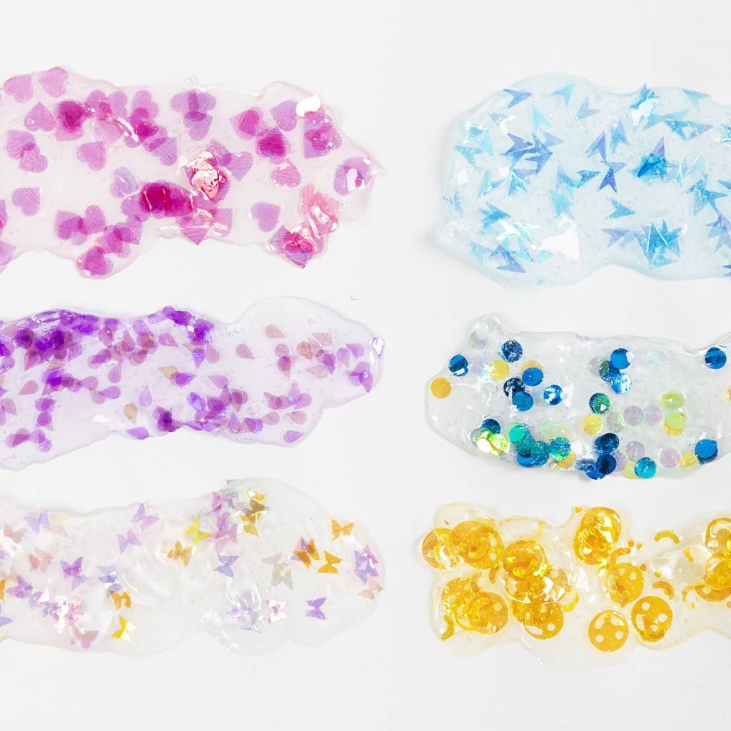 Sequin Clay / Modelliermasse transparent mit Pailletten, 6 Dosen � 60 g Bild 3