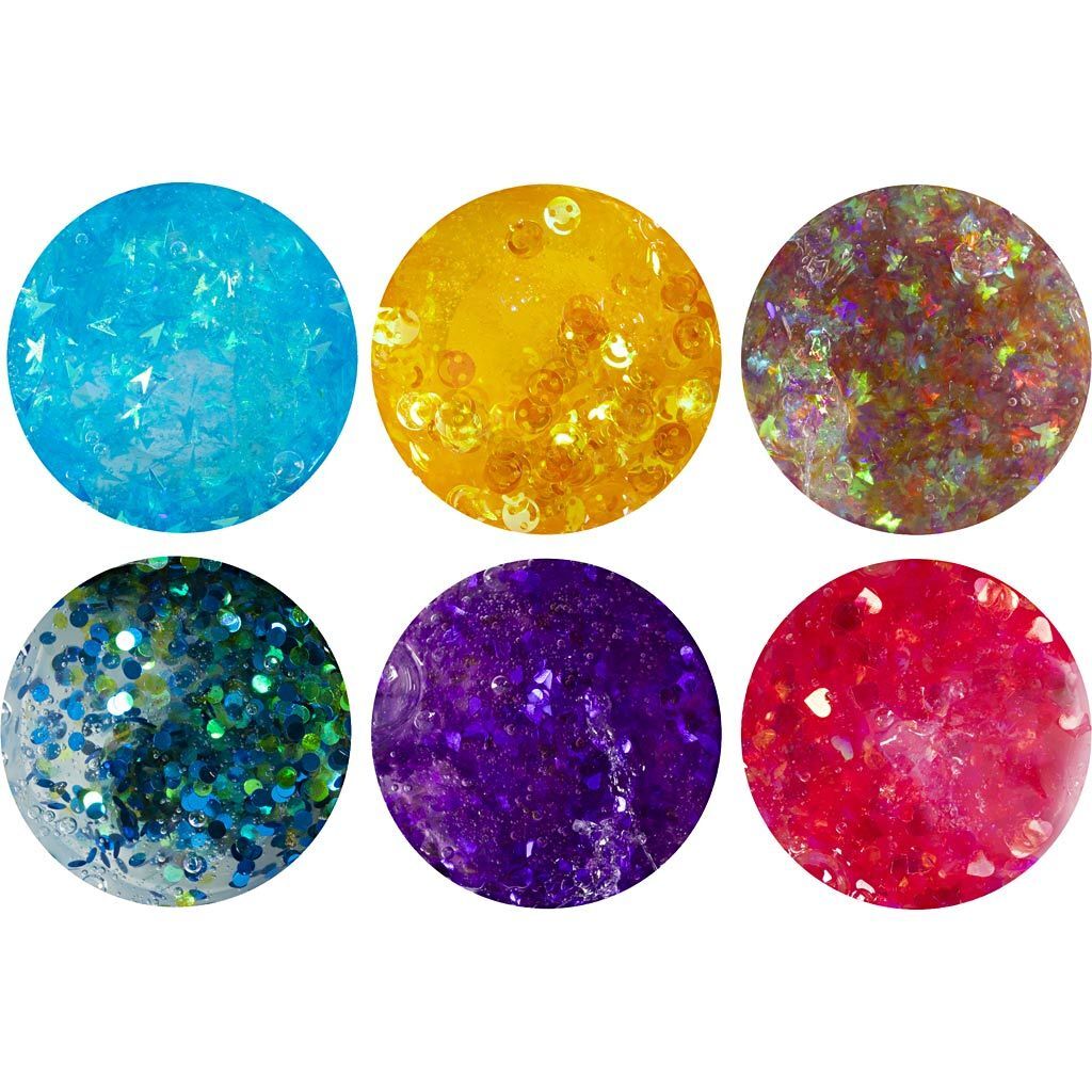Sequin Clay / Modelliermasse transparent mit Pailletten, 6 Dosen � 60 g Bild 4