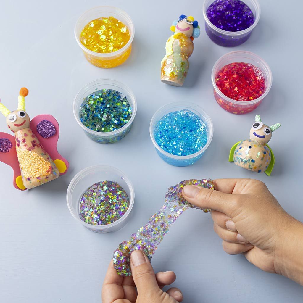Sequin Clay / Modelliermasse transparent mit Pailletten, 6 Dosen � 60 g Bild 5
