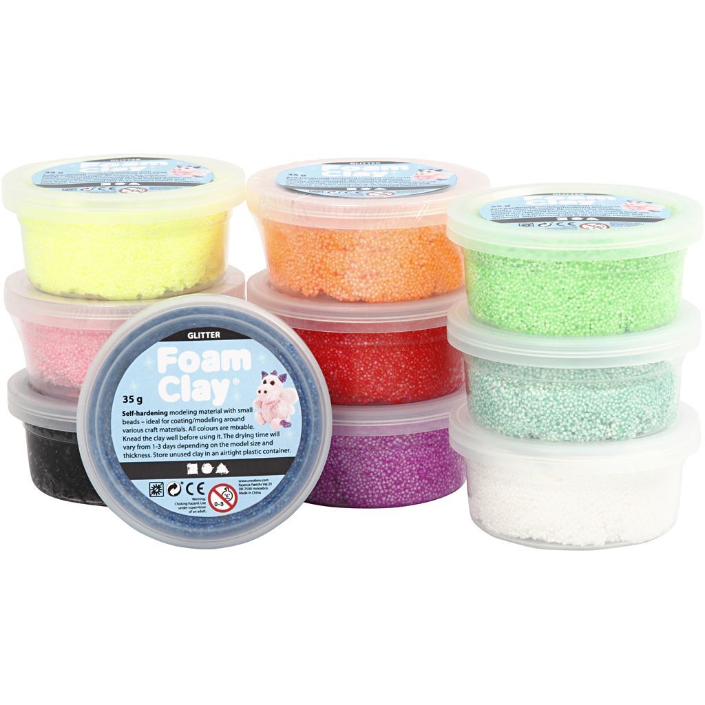 Foam Clay, Glitter-Farben sortiert, 10 Dosen � 35g