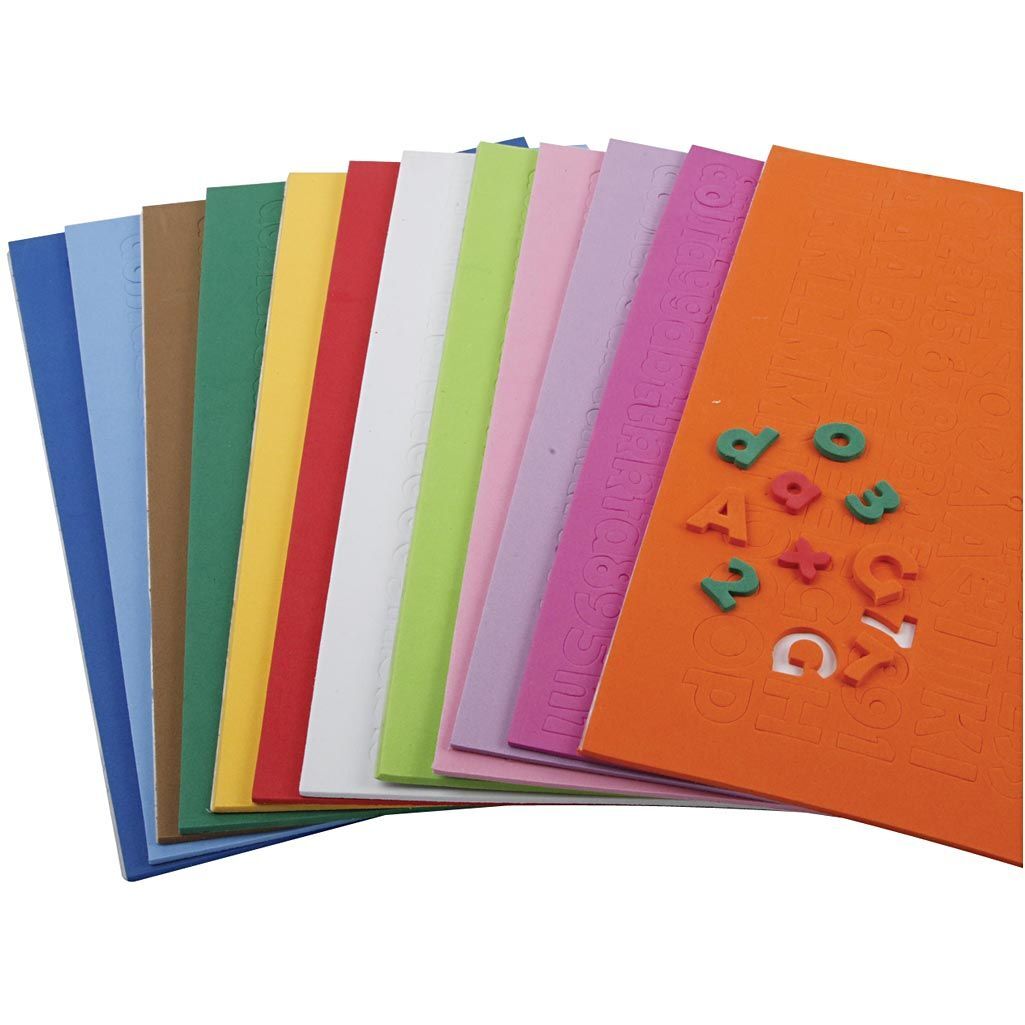 Moosgummi-Aufkleber, Buchstaben & Zahlen, H�he 20 mm, Dicke 3 mm, Sortierte Farben, 24 B�gen Bild 2