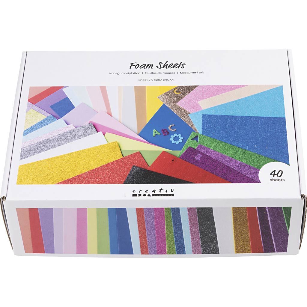 Moosgummiplatten, A4, 21x29,7 cm, Sortierte Farben, 40 St�ck Bild 2