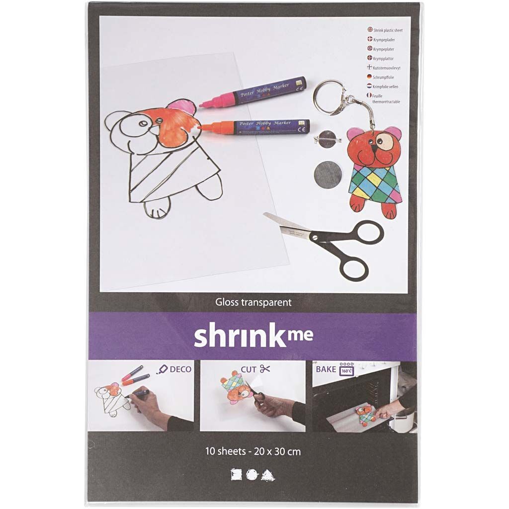 Schrumpffolie, 10 B�gen, Gr��e 20x30 cm, Dicke 0,3 mm, Gl�nzend transparent
