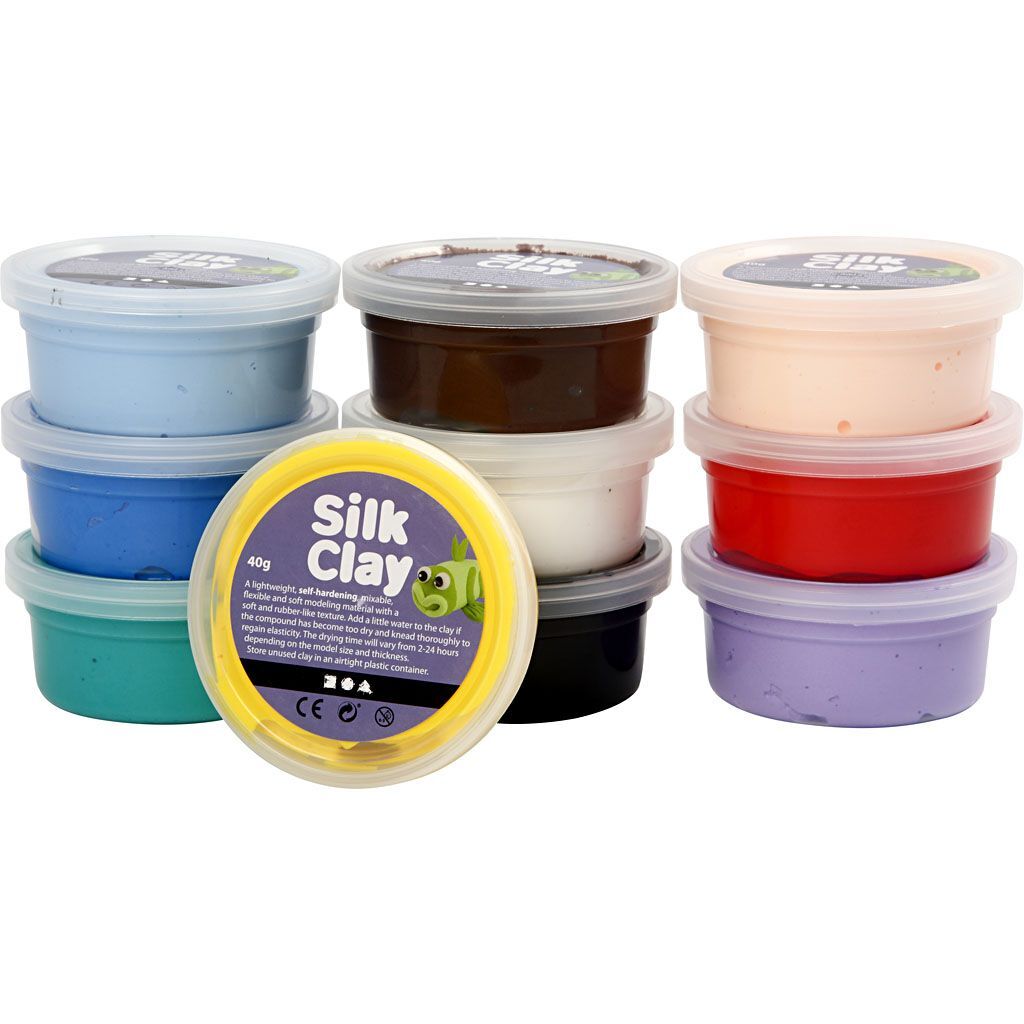 Silk Clay - Sortiment, sortierte Farben, Basic 1, 10 Dosen � 40g