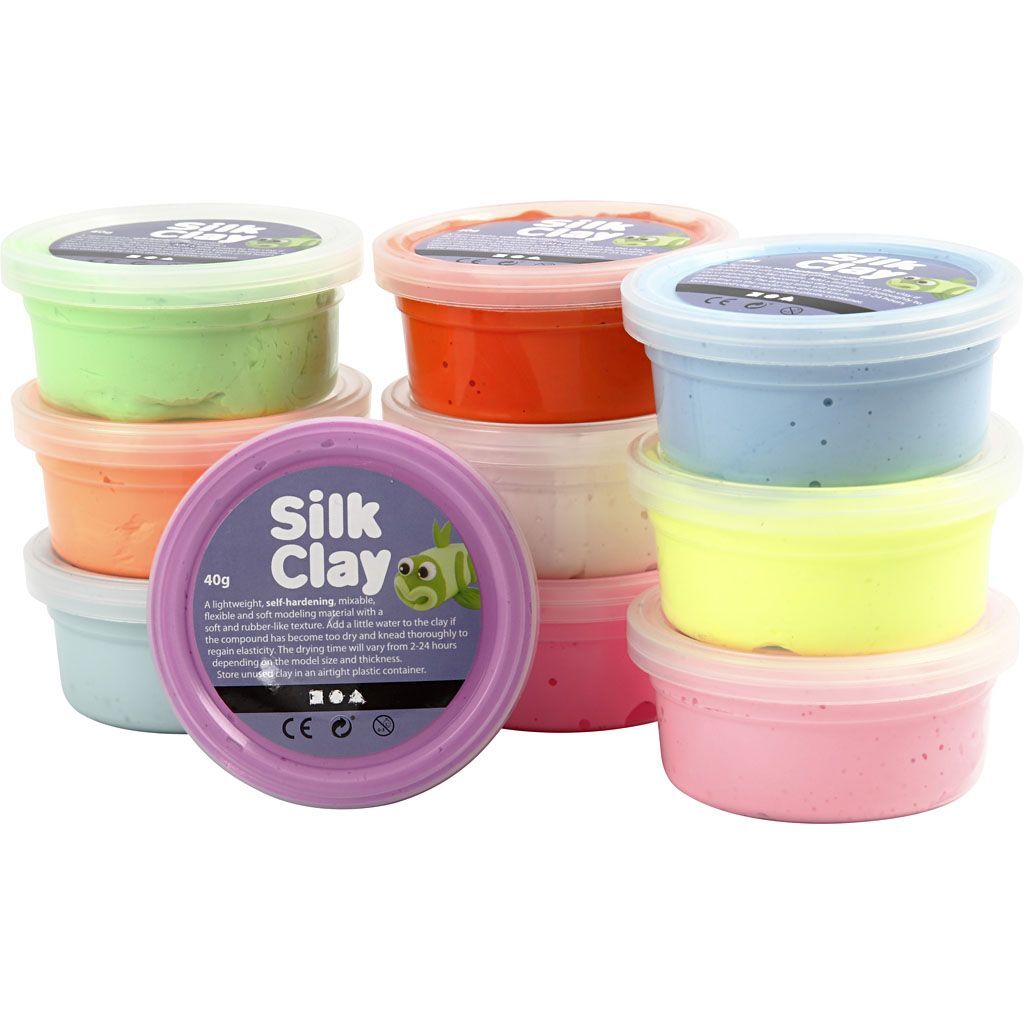 Silk Clay, Sortiment, 10 Dosen � 40 g, sortierte Farben