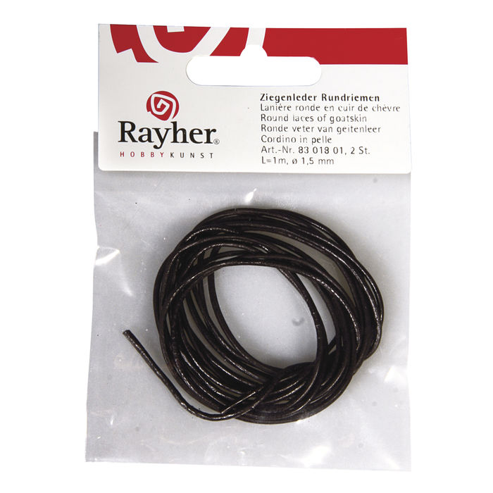 SALE Ziegenlederriemen, 1,5mm �, 100cm, 2 St., schw.